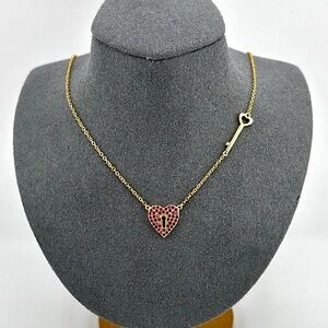 18K Gold Plated over 925 Sterling Silver Luxury Heart Lock With Key Necklace